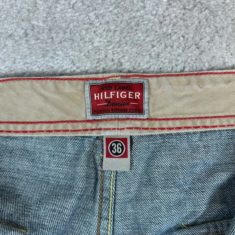 Vintage Y2K Tommy Hilfiger Cargo Shorts Mens 36 Blue Denim Label Baggy Utility